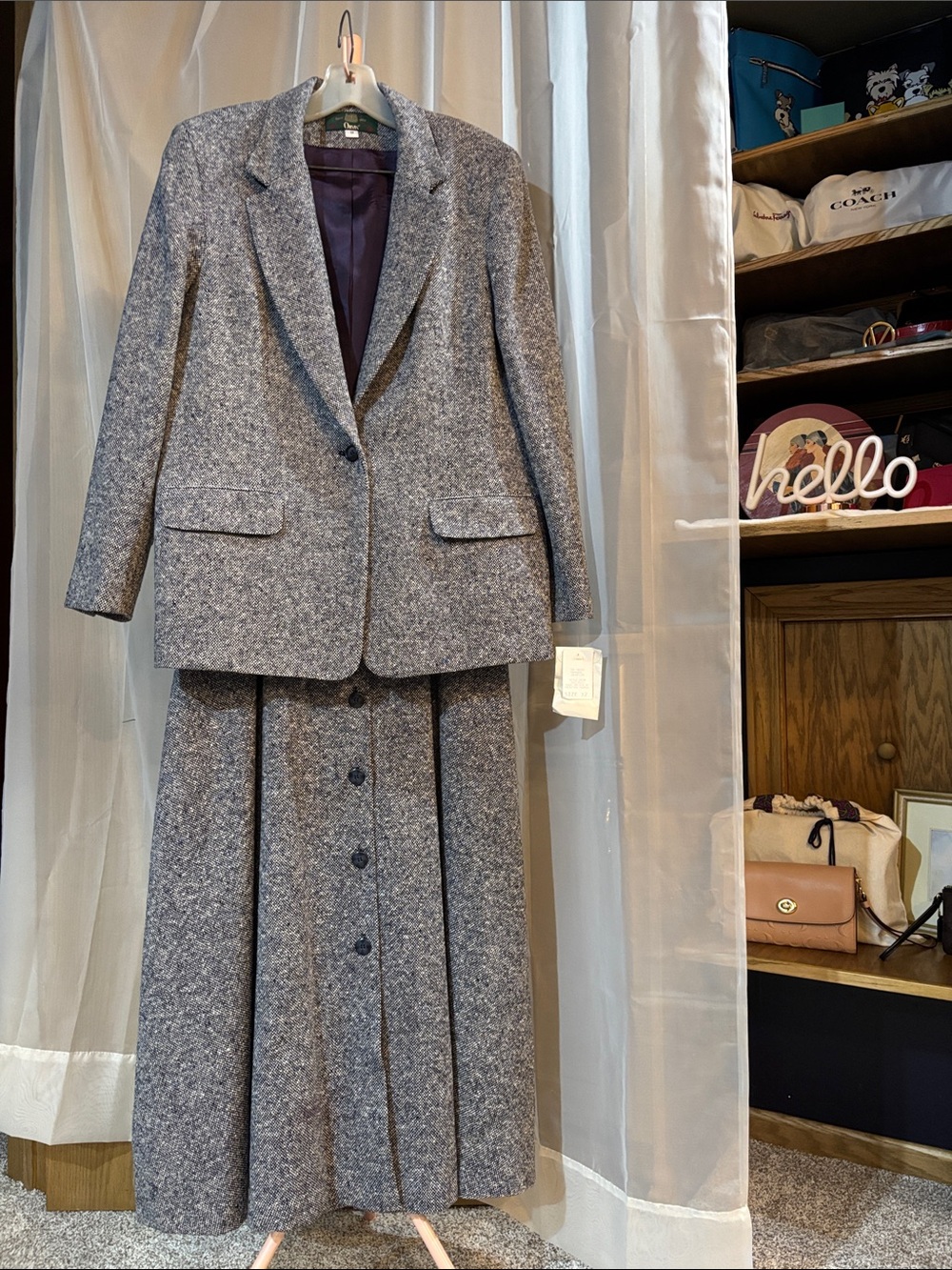 Orvis Vintage Donegal Tweed Wool Nylon Blend Blazer and Skirt Set